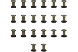 CANGCANG 20pcs Remaches De Tornillo,M5*10mm Remaches Para Cuero,Tornillo de Cuero de Encuadernación,Para Decoración De Cuero,Tornillo Chicago Remache para Correas de Perro, Correas (Bronce)