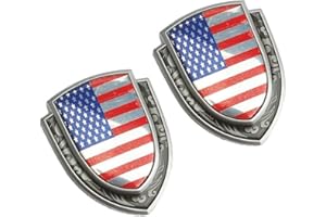DANLAI Generisches Auto Rennsport Sport Us Usa Amerikanische Flagge Emblem Abzeichen Aufkleber Aufkleber 2 Stücke Metall Auto Amerikanische Flagge Auto Kofferfenster Fenster Seite Emblem Abzeichen Aufkleber
