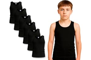 Bahob® 6 Pack Boy's Underwear Vests Soft Cotton Tank Tops Kids Sleeveless Vests Undershirts 5-14 Years