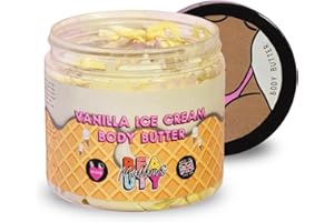 Mallows Beauty - Vanilla Ice Cream Body Butter – Whipped to Fluffy Perfection, Richly Nourishing with Shea, Cocoa & Sunflower Oils, Melts into Skin for Long‑Lasting Moisture & Subtle Shimmer