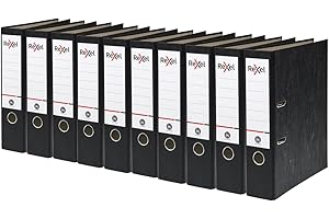 10 x Rexel A4 Lever Arch Files, Black, 500 Sheets Capacity, 75 mm Spine Width, Strong & Durable Paper on Board, Ideal for Filing and Archiving at Home, School and The Office, AZ2115547