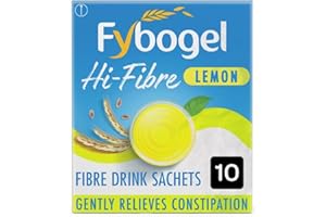 Fybogel Hi-Fibre Lemon Sachets - 10 Pack | Ispaghula Husk For Constipation, Regularity, Fast Digestion, And Nausea Relief | Natural Supplement For Effective Results