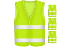 BUZIFU 4 Pcs Gilet de Sécurité Haute Visibilité Gilet Fluorescent Jaune Gilets de Sécurité Réfléchissants Gilets de Sécurité Jaune Fluo Gilet Haute Visibilité Gilet Réfléchissant de Voiture