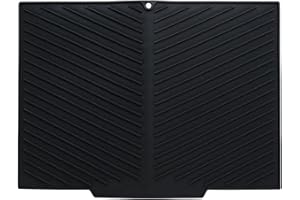 NIEYAT Abtropfmatte Spüle, 43,5 x 33,5 cm Silikon Abtropfmatte Geschirr Schwarz, Dish Drying Mat, Rutschfeste Küchenmatte für Optimales Trocknen, Platzsparende Aufbewahrung