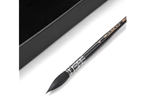 FUUMUUI Pennelli Acquerello Scoiattolo Professionali - Tondo N 4 - Pennelli per Dipingere per Acquerello, Guazzo, Inchiostro | Pennello Acquarelli in Naturali Scoiattolo | Alto Assorbimento dell'Acqua