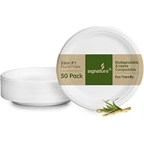 G4GADGET Piatti Ecologici In Bagassa 22,9 Cm – 50 Pezzi – Biodegradabili, Compostabili, Adatti A Microonde E Congelatore