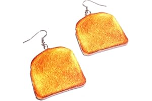 CROWNOFRIBBONS Fun Toast Earrings for Women in a Dangle Drop Style, Novelty Food Jewellery