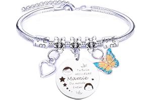 LXSAZP Cadeau Fete Des Grand Mere Cadeau Mamie Bracelet Mamie Cadeau Grand Mere Cadeau FêTe Des Grands MèRes Cadeau Pour Mamie Cadeau Mamie Anniversaire Cadeau Mamie Personnalisé Cadeau Fete Des Mamies