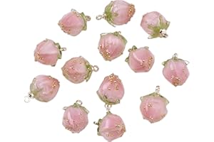 BEEFLYING 10pcs résine transparente bourgeon de rose breloques fleur pendentifs pour la fabrication de bijoux boucles d'oreilles colliers bracelets bricolage (rose)