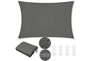 WOLTU Toldo Vela de Sombra Impermeable, Toldo Rectangular 2x4 m de Poliéster 200 g/m², a Prueba de Viento y Protección Rayos UV, para Exxterior como Jardin, Patio, Piscina, Gris Oscuro
