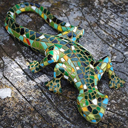 Niedlichen Paar Mosaik farbigen Eidechsen, Garten Deko aus Kunstharz - 3