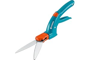 GARDENA Tijeras cortacésped Classic: Tijeras de jardinería azul, naranja, orientables, rotable 360°, directo al suelo, recubierta antihaderente (8731-30)