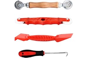 VZU Lot de 4 enrouleurs d'outils pour passepoils, tamis de fenêtre, rouleau spline avec roues en nylon, bandes en caoutchouc, crochets pour fenêtre à tamis, moustiquaire, joint de fenêtre