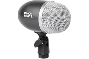 PROEL EIKON DM12 - Microfono dinamico professionale per percussioni + supporto microfono, Capsula Silver, Nero