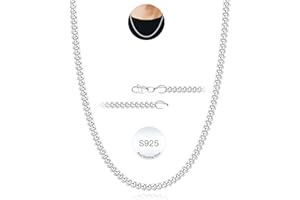 Rajputana S925 Sterling Silber Plattiert 3mm/5mm Dicke Kubanische Kette für Männer Robuste Herren Silber Gold Kette Hypoallergene Kandare Halskette Schmuck für Männer 18/20/22/24 Zoll