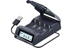 Mspalocell Cargador de Pilas AAA para Pilas universales de Litio 1,5V / NI-MH 1,2V AA y AAA, Carga Independiente, Cargador de Pilas de Carga rápida USB C