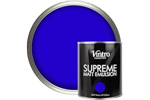 VINTRO PAINT Vintro | Luxury Matt Emulsion | Electric Blue | Smooth Chalky Finish | Multi Surface Paint | for Walls, Ceilings, Wood and Metal | 1L (Electric Blue - Ultramarine)