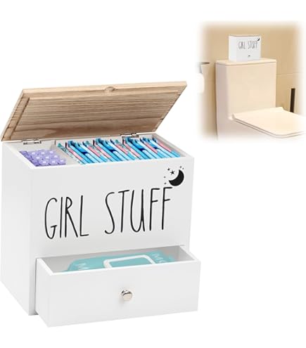 FLCPJGV Badezimmer Organizer Mit Holzdeckel - Aufbewahrung Für Tampons & Kosmetik