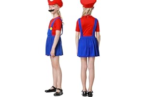 VISVIC Super Brothers Adulti Bambini Cosplay Costume Classici Costume, Costume per Feste Costume Carnevale Halloween per Completo per Corpo Vestito Festa