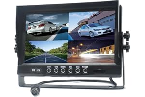 Pardarsey Écran TFT LCD 9" pour voiture - Avec télécommande - Prise 4 canaux - 4 broches - Entrées vidéo - Résistant aux chocs - 12 V-24 V - 800480HD - Avec parasol anti-éblouissement