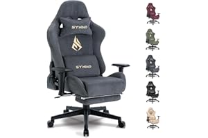 ‎SYMINO symino Gaming Stuhl ，Atmungsaktiver Bürostuhl ，Hochwertiger Alcantara-Stoff，So weich wie EIN Pelz，Ergonomischer PC Stuhl, Verstellbarer Drehbarer Task Stühle mit Fußstütze Grau