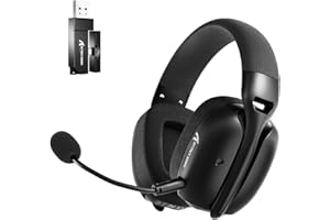 ATTACK SHARK L80PRO Bezprzewodowy Headset Gamingowy, Regulowane Podwójne Mikrofony, Dźwięk 3D Surround, 20 ms Niskim Opóźnieniem, Przetworniki 40 mm, 3 Tryby (2.4G/BT/Przewodowy) do PC/PS/XBOX-Czarny