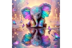 XUIIOSOOKP 5D Diamond Art Painting Kits for Adults, baby elephant Diamond Art Kits Adults, Crystal Art Kits for Adult, DIY Cross Stitch Arts Crafts Pictures Embroidery Kit for Beginner Home Wall Decor 30x30cm