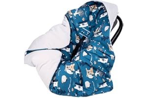 Infantilo Universal Hooded Blanket Car Seat Parent (Navy Forest)