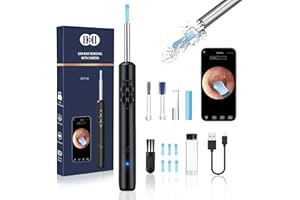 CIICII Otoscope Oreille, 1080P HD WiFi Camera Oreille Nettoyage, Kit Outil d'élimination du Cérumen avec Extracteur Point Noir & Nettoyeur Oreille Spirale, Endoscope Oreille pour iPhone & Android