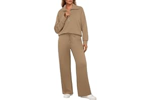 GRECERELLE Tracksuit Womens Full Set Autumn Lounge Wear Sets for Women Activewear Two Piece Outfits Long Sleeve Half Zip Casual Pullover Tops and Jogging Bottoms with Pockets