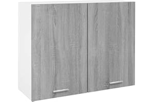 vidaXL Hanging Cabinet Home Kitchen Furniture Equipment Storage Shelf Cupboard Wall Mounted Storage Cabinet Grey Sonoma Engineered Wood