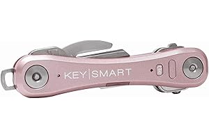 KeySmart Pro - Portachiavi compatto con luce LED e tecnologia smart Tile, localizza e trova chiavi e telefono via bluetooth (max. 10 chiavi, Rosa)