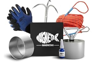 Magnetar Magnete da Pesca - 1600 kg Pesca Magnetica 360 - Barbarian - Magnet Fishing Kit con Amo/Corda/Guanti/Copertura - Magneti Neodimio da Pesca