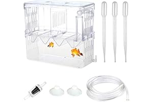 ‎SENZEAL SENZEAL Upgrade Kunststoff Fischzuchtbehälter Multifunktionale Zucht Inkubator Box mit 3pcs Pasteur Pipette und einem Kunststoff-Rückschlagventil