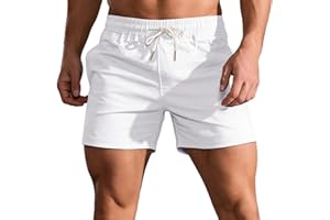 HOTIAN - Pantaloncini corti estivi da uomo, in cotone, con tasche, per il tempo libero