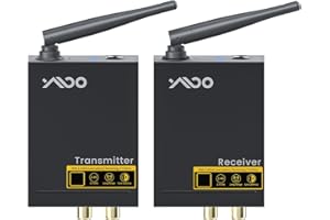 YMOO 2.4Ghz Wireless Audio Transmitter Receiver for TV,192kHz/24bit HiFi Audio,20ms Ultra Low Latency,320ft Long Range RCA Jack Wireless Adapter for Speaker to TV/PC/CD Player/Home Theater