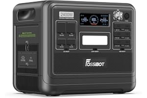FOSSiBOT F2400 Power Station: 2048Wh LiFePO4 solargenerator with 3 x 230 V AC Output 2400W (4800W Peak), 1.5H full charge, UPS, 100W USB-C Output, Solar Generator for RV/Camping/Home (F2400-Black)