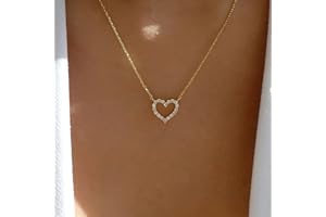 TseenYi Collier Coeur En Cristal Pendentif CZ Or - Boho Étincelant Ras Du Cou Amour Bijoux