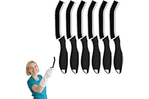 Cleangor Cepillo de Limpieza de Grietas, Cepillo Limpieza Hogar con Cabezal de Cerdas Duras Dentadas y Mango Ergonómico, Adecuado para Inodoros, Cocinas y Ranuras de Puertas y Ventanas (6, Negro)