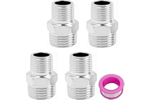 elook Shower Hose Connector, 4 PCS Shower Hose Extension, Stainless Steel Plumbing Fittings, Male to Female Threaded Connector Accessories, Solid Stainless Steel Shower Hose Extension Fitting