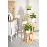 Digithome Bambu Yuvarlak Form 5 Raflı Saksılık Saksı Standı &Ccedil;i&ccedil;eklik Organizer DB-0036