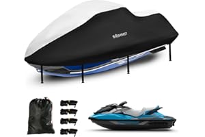 SRIMMIT Pokrowiec na łódź, holowany skuter narciarski (3 siedziska), tkanina Oxford 420D, wodoodporna, w jakości morskiej, odporna na promieniowanie UV, z 2 otworami wentylacyjnymi i 4 klamrami na przednią