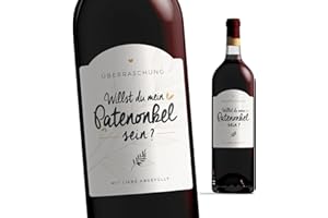 Manahia Flaschenetikett Patenonkel - Willst du mein Patenonkel sein ? 10x7cm - Geburt - Taufpaten fragen - Patenonkel fragen - Schwangerschaft verkünden - Weinetikett - Taufankündigung