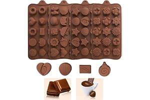 JINSION 4 Piezas Moldes Chocolate Silicona, Antiadherente Molde de Chocolate, 38 Formas Molde para Bombones de Silicona, DIY Molde de Silicona para Chocolate Dulces Cubitos Hielo Gelatina Hacer Bombones
