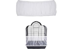 HUDIEPAN Copertura per Gabbia Uccelli, Rete Di Protezione in Nylon, Semi Di Gabbia, per Pappagallo Pet (Bianco)