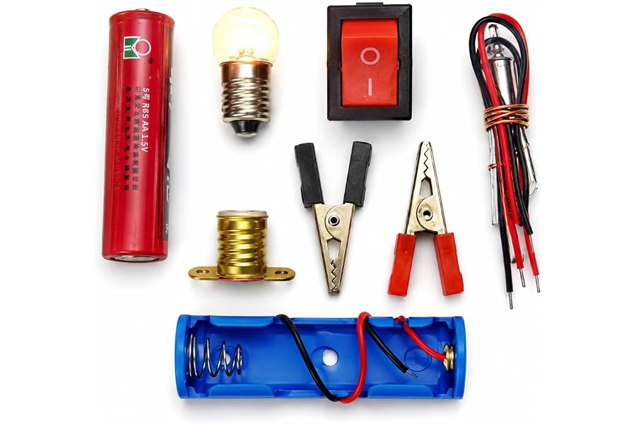STEM Electric Circuit Science Kit for Kids Ages 8–12 – Build a Working Light Bulb Circuit with Battery, Switch, Wires & Allig