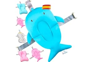 Baby Wonders® Cojin Bañera Bebe universal Cola de Ballena, Cojin Ducha Bebe, Cojin De Baño Bebe, Asiento de Bebe Bañera Ajustable, Cojin Bañera Bebe Recien Nacido, Asiento Plegable (Ballena azul)