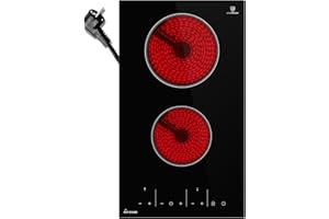 KKT KOLBE Doppel Glaskeramikkochfeld 30 cm Autark | Glaskeramik | 3 kW | 2 Zonen | 9 Stufen | Rahmenlos | Timer | Restwärmean