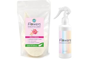 EKO "MADE IN ITALY" Profuma Bucato, Rosa e Peonia - Ecologico in polvere, 200g Kit con Spruzzino Profuma Ambiente
