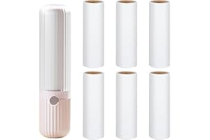 FENGQQKJ Fusselrolle für unterwegs Wiederverwendbar Fusselrollen Inklusive 6 Mini Nachfüllpacks 1 Abroller Tierhaarentferner Flusenentferner für Kleidung Sofa Tierhaare Hellrosa